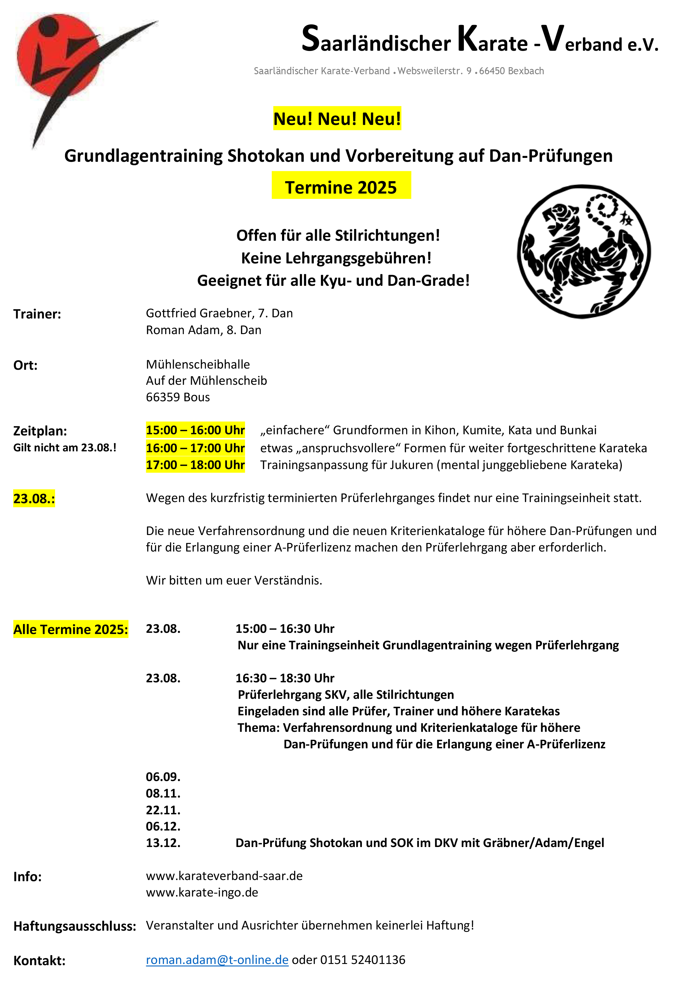 Grundlagentraining SKV Shotokan 2025 2 Halfte 